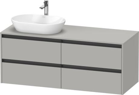 Тумба подвесная под раковину слева DURAVIT KETHO.2 K24898L07070000 550 мм х 1400 мм х 568 мм, 4 выдвижных ящика, бетонно-серый матовый