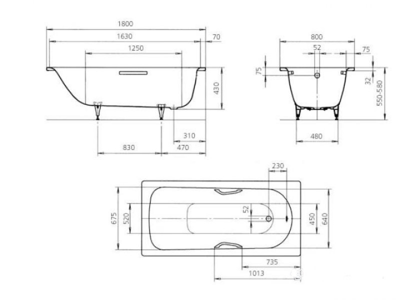 Ванна из сталь-эмали Kaldewei Saniform Plus Mod 375-1 1128.0001.3001 1800 х 800 мм с покрытием Perl-Effekt