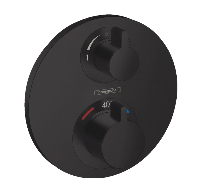 Круглая наружная часть термостата Hansgrohe Ecostat S 15758670 2 потребителя, Цвет чёрный матовый