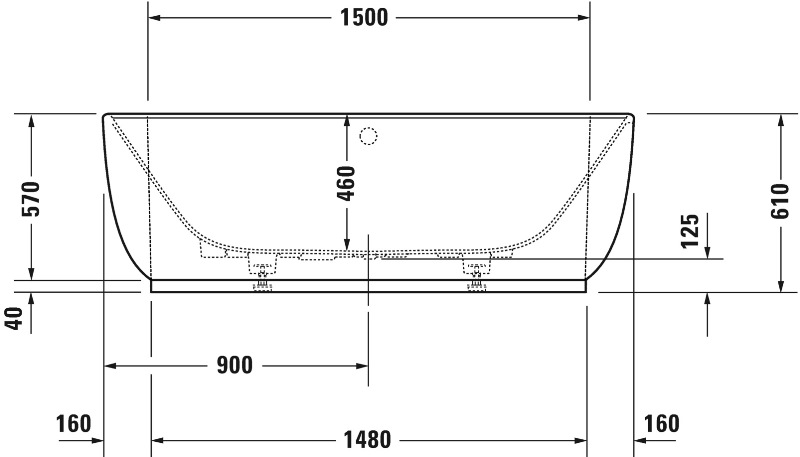 Ванна из композитного материала пристенный вариант Duravit Luv 700433000000000 1800 x 950 мм