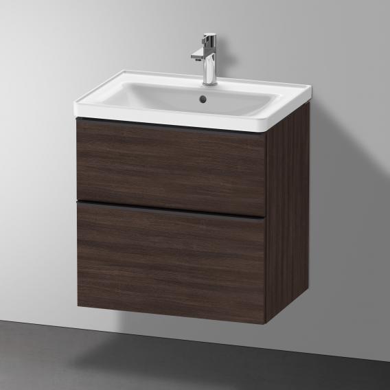 Тумба подвесная под раковину DURAVIT D-Neo DE435405353 634 мм х 452 мм, с выдвижным ящиком и выдвижным отделением, каштан тёмный