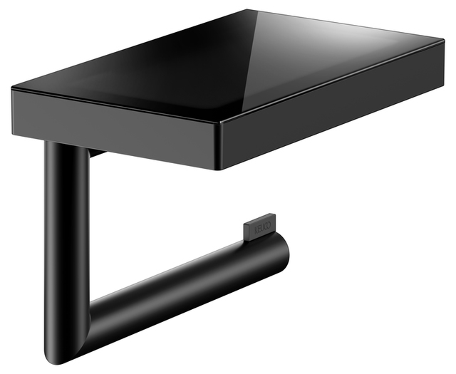 Держатель для туалетной бумаги с полкой KEUCO COLLECTION REVA 12873 379000 для рулонов шириной 120 мм, чёрный матовый