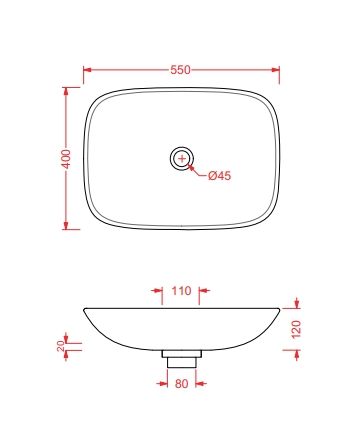 Раковина накладная ARTCERAM LA FONTANA LFL006 01 00 550 мм х 400 мм, без отверстия под смеситель, без перелива, белый глянцевый (Снято с производства)