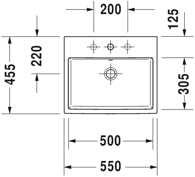 Раковина встраиваемая сверху Duravit Vero Air 0383550000 55х45см