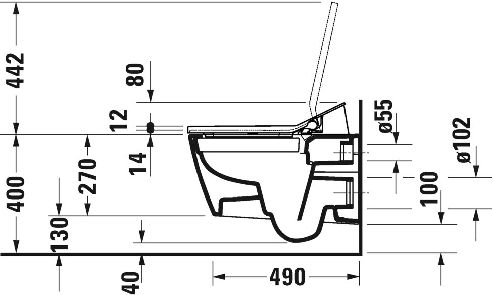 Подвесной унитаз Duravit  Viu  2511590000  57 см для SensoWash, безободковый (Rimless)