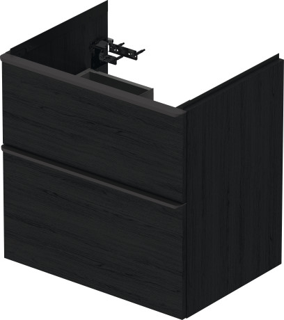 Тумба подвесная под раковину DURAVIT D-Neo DE435401616 634 мм х 452 мм, с выдвижным ящиком и выдвижным отделением, чёрный дуб