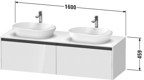 Тумба подвесная под две раковины DURAVIT KETHO.2 K24889B75750000 550 мм х 1600 мм х 459 мм, лён