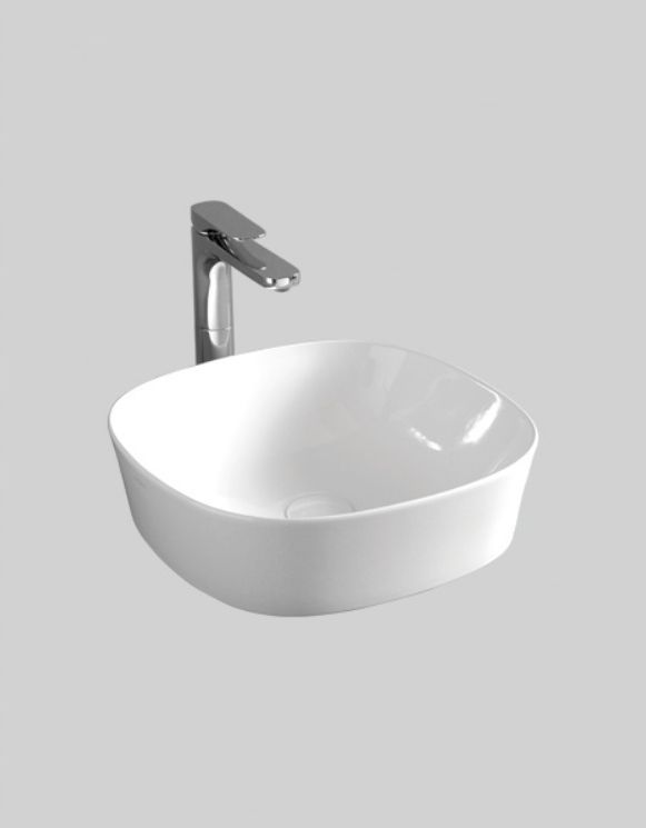 Раковина накладная ARTCERAM GHOST GHL001 01 00 415 мм х 415 мм, без отверстия под смеситель, без перелива, белый глянцевый