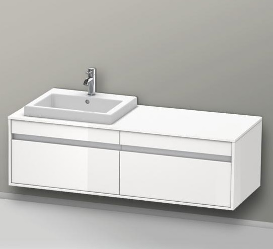 Тумба подвесная под раковину Duravit Ketho KT 6797L 2222 с двумя выдвижными ящиками, с отверстием под раковину слева, белый глянцевый