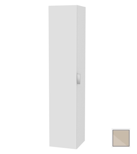 Шкаф - пенал высокий подвесной KEUCO EDITION 11 31331 180001 петли слева, 3 стеклянные полки, с бельевой корзиной, корпус матовый лак/фасад глянцевое стекло, кашемир