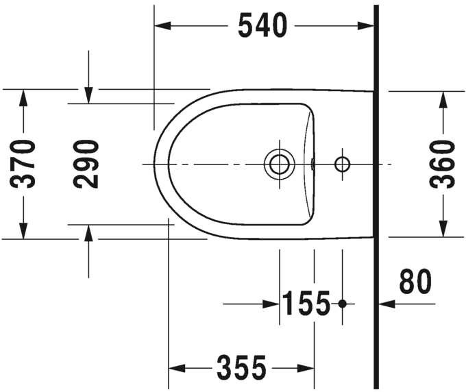 Биде подвесное DURAVIT Duravit No.1 2279150000 540 мм х 360 мм, с переливом, с отверстием под смеситель, белое