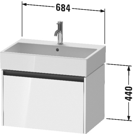 Тумба подвесная под раковину DURAVIT KETHO.2 K25076043430000 460 мм х 684 мм х 440 мм, 1 выдвижной ящик, базальт матовый