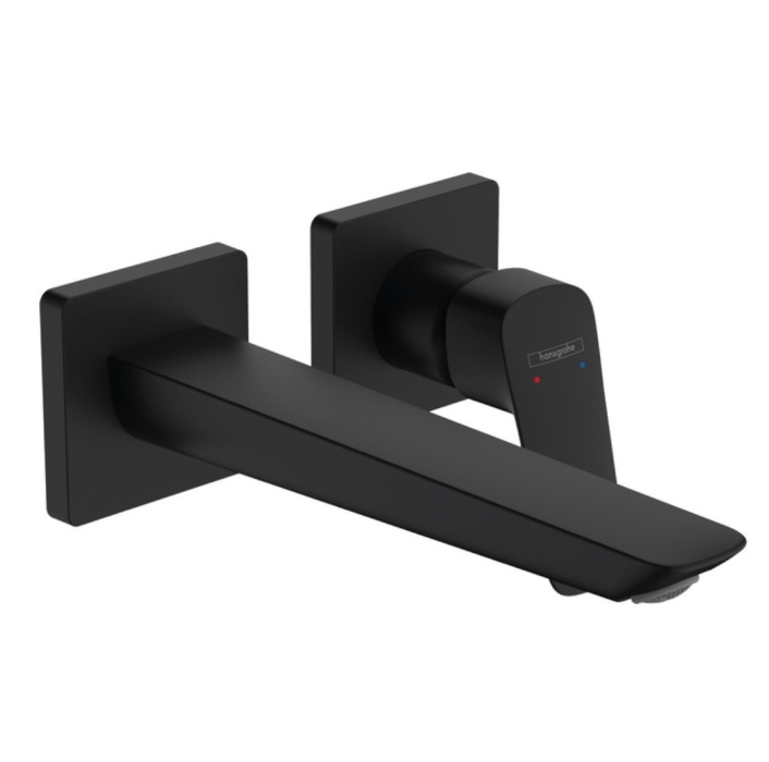 Настенный однорычажный смеситель для раковины скрытого монтажа HANSGROHE Logis Fine 71256670 излив 206 мм, цвет Чёрный матовый