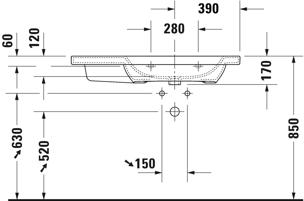 Раковина подвесная ассиметричная Duravit DuraStyle 2326100060 без отверстий  под смеситель, ориентация правая, белая