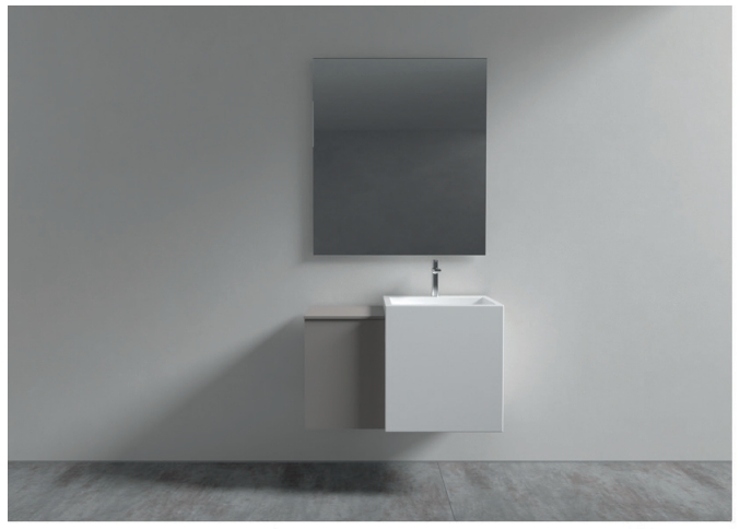 Комплект мебели для ванной комнаты BMT BLUES 4.0  BL4-18B   854х2000х495 мм, раковина, тумба и зеркало, цвет Pomice Opaco