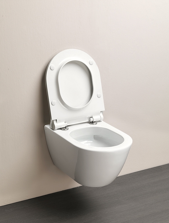 Унитаз подвесной безободковый GSI PURA 8815FR511 550 мм х 360 мм, с Swirlflush, с креплением, белый глянцевый (старый артикул 881511 / 8815FR211)