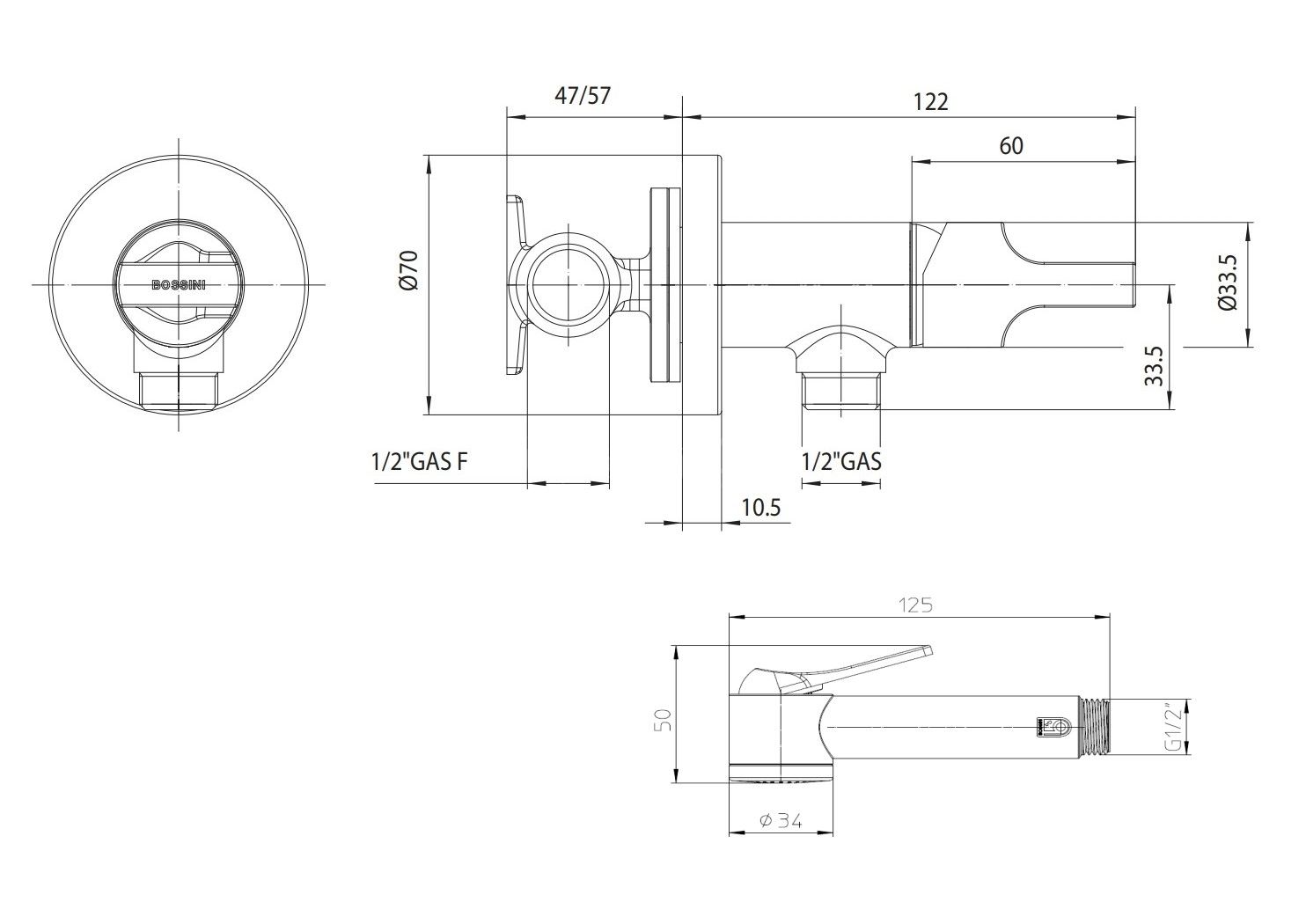 Гигиенический душ с механическим смесителем BOSSINI PALOMA APICE E34002B.030 цвет Хром (комплект)