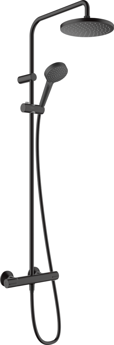 Душевая система HANSGROHE Vernis Blend Showerpipe 200 1jet 26276670 с термостатом, матовый чёрный