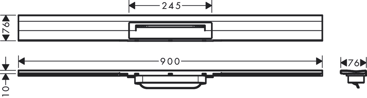 Внешняя часть линейного слива для укорачиваемого душа HANSGROHE RainDrain Flex 56052670 900 мм, для пристенного монтажа, матовый чёрный