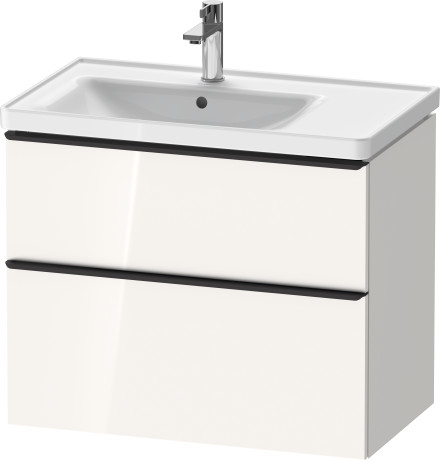 Тумба подвесная под раковину DURAVIT D-Neo DE435702222 784 мм х 452 мм, с выдвижным ящиком и выдвижным отделением, белый глянцевый