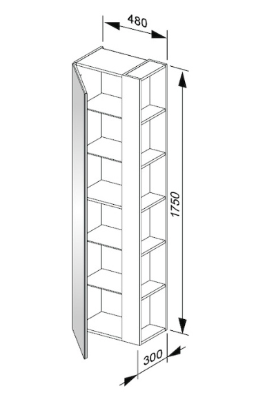 Высокий шкаф-пенал Keuco Plan 32932 180001 корпус ламинированный матовый кашемир, фасад стекло кашемир глянцевый