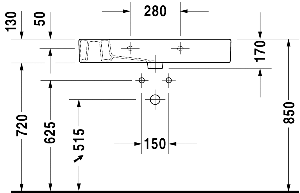 Раковина для мебели  Duravit Vero 0329850000 85х49 см