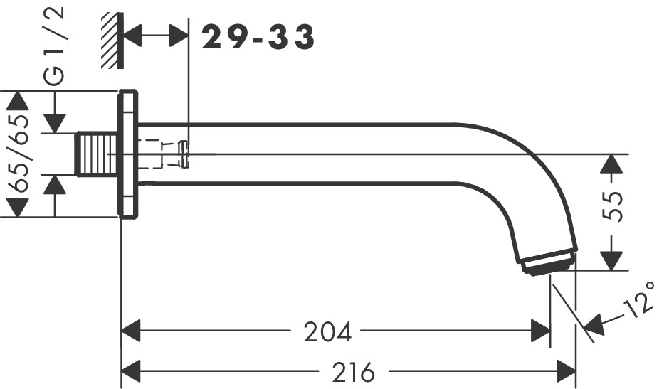 Излив на ванну HANSGROHE Vernis Shape 71460000 Хром