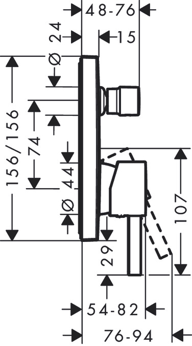 Смеситель для ванны HANSGROHE Finoris 76415670 скрытого монтажа, чёрный матовый