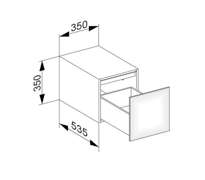 Тумба боковая подвесная KEUCO EDITION 11 31320 570100 с одним выдвижным фронтом, с внутренней светодиодной подсветкой, корпус матовый лак/фасад глянцевое стекло, чёрный