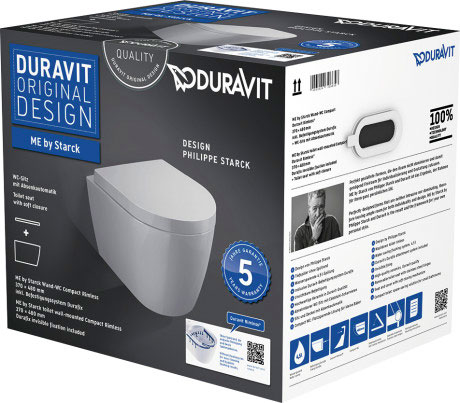 Подвесной унитаз Duravit ME By Starck Rimless 45300900A1 48 см с сиденьем (комплект)