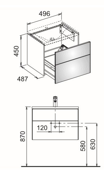 Тумба под умывальник Keuco Royal Reflex  34040 130000 корпус матовый лак/фасад стекло титан