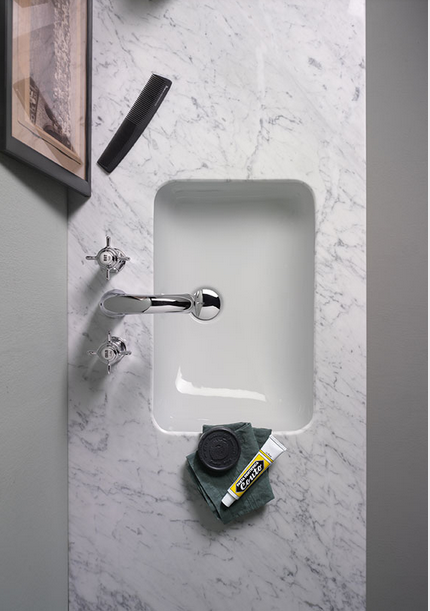 Раковина встраиваемая снизу GSI PURA 7243F11 550 мм х 380 мм, без отверстия для смесителя, с переливом, с креплением, цвет Белый глянцевый