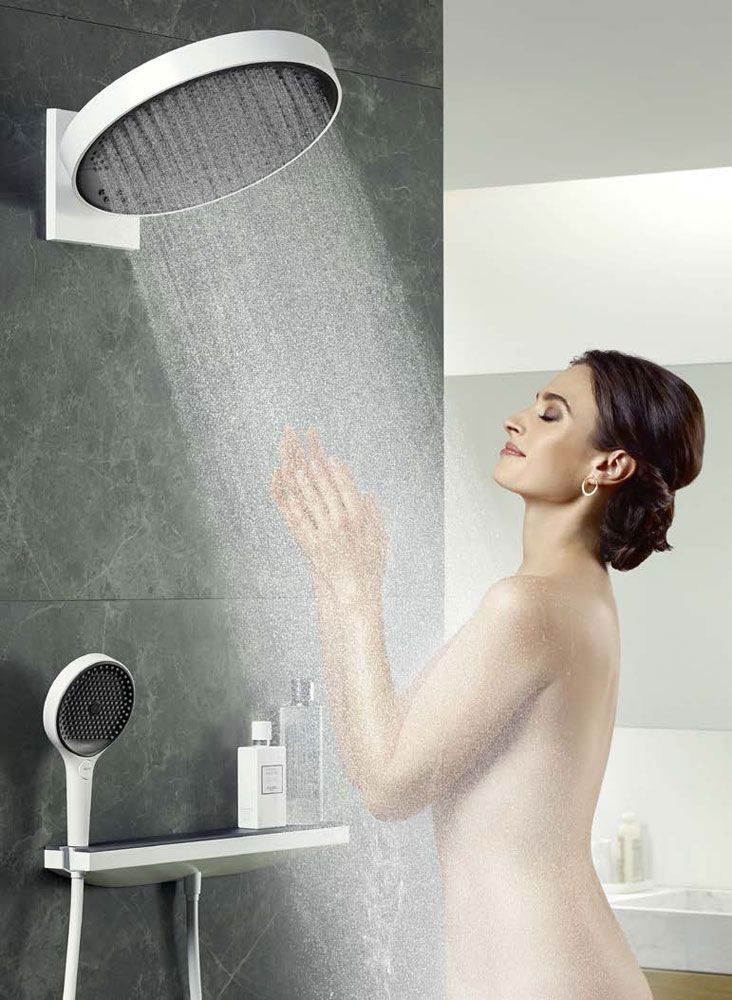 Верхний душ HANSGROHE Rainfinity 360 1 jet 26230670 c настенным держателем, чёрный матовый
