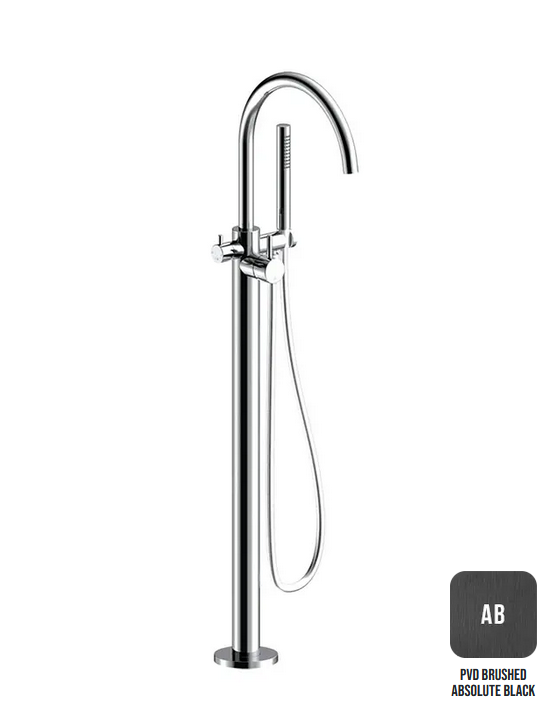Однорычажный напольный смеситель для ванны с ручным душем ALMAR WASH BASIN E216000.AB излив 277 мм, цвет Absolute Black
