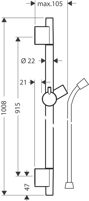Штанга для душа 90 см Hansgrohe Unica S Puro 28631000 Хром