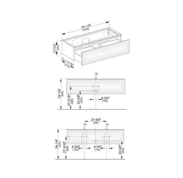 Тумба подвесная под раковину KEUCO EDITION 11 31361 570000 с одним выдвижным фронтом, корпус матовый лак/фасад глянцевое стекло, чёрный