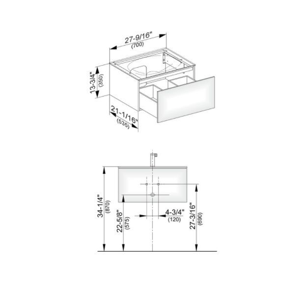 Тумба подвесная под раковину KEUCO EDITION 11 31341 850100 с одним выдвижным фронтом, с внутренней светодиодной подсветкой, корпус/фасад шпон, табачный дуб