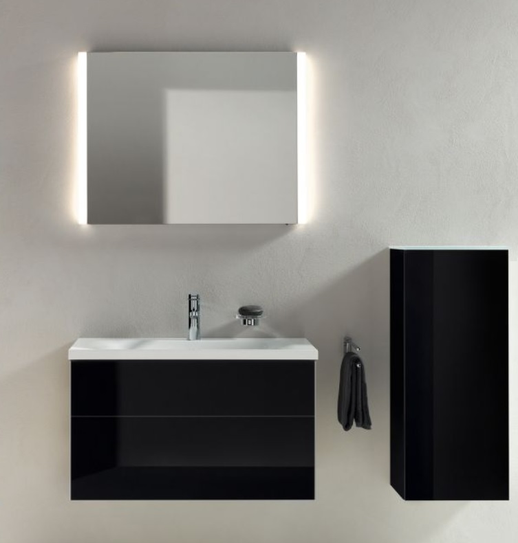 Тумба под умывальник Keuco Royal Reflex  34060 570000 корпус матовый лак/фасад стекло черный