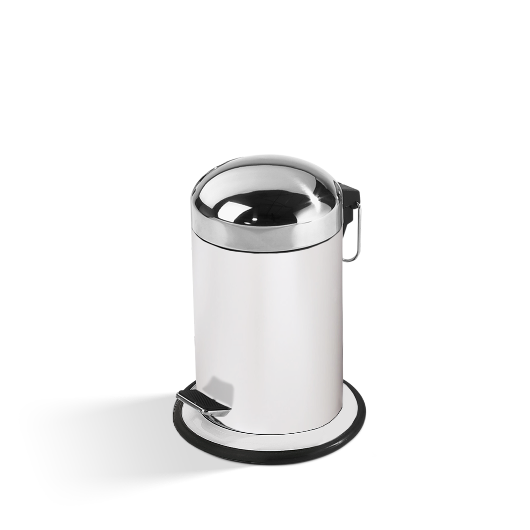 Ведро для мусора, с крышкой и педалью DECOR WALTHER TE 30   0608173   31 X 22 X 24 см,  3 л, цвет: корпус белый матовый, крышка сталь полированная