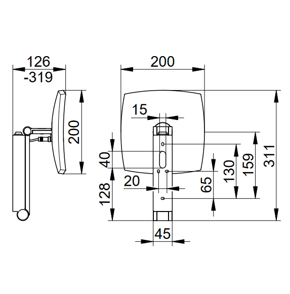 Квадратное косметическое зеркало с подсветкой KEUCO iLook Move 17613 379004 увеличение в 5 раз, цвет Чёрный матовый