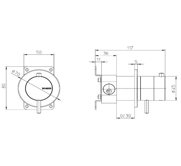 Внешняя часть термостата для душа BOSSINI NOBU INZ221.075 на 1 потребитель, цвет Матовая нержавеющая сталь