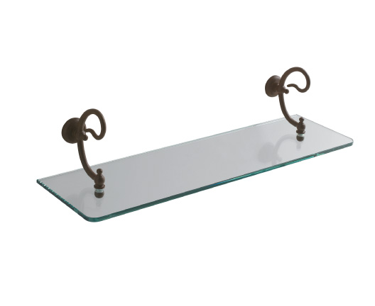 Стеклянная полочка с металлическими держателями GLOBO PAESTUM PA047 Состаренный металл/Прозрачное стекло
