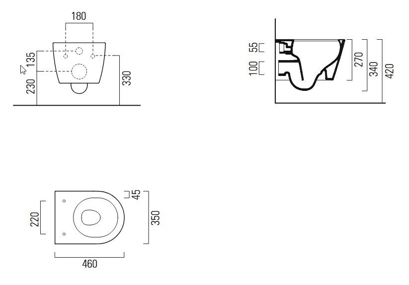 Унитаз подвесной безободковый GSI PURA 8802FR226 460 мм х 350 мм, с Swirlflush, с крепежом, цвет Чёрный матовый Ardesia (артикул без крепежа 880226)