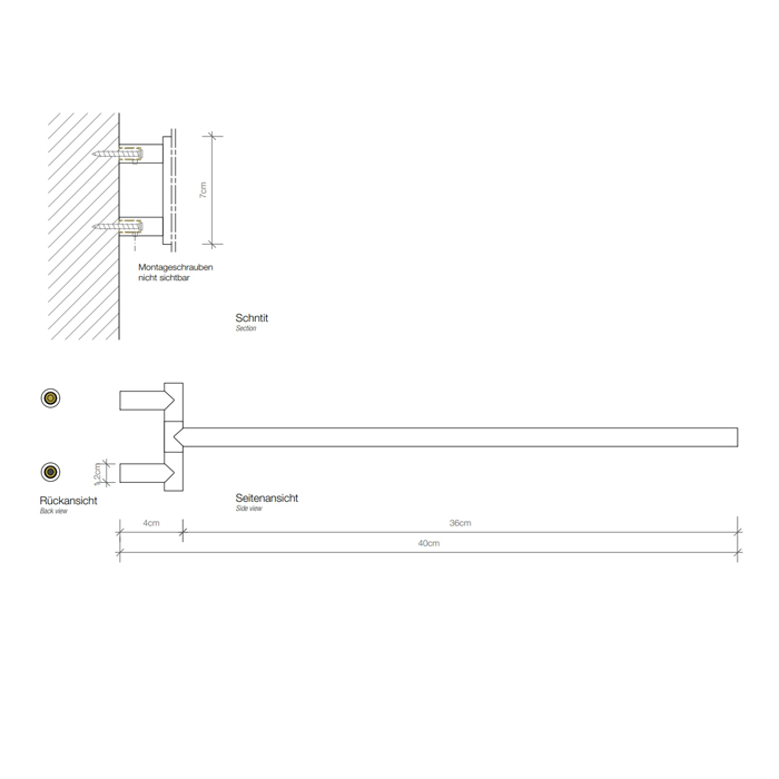 Полотенцедержатель настенный  поворотный DECOR WALTHER  Mikado  MK HTH1   0520516  1,2 X 40 X 7 см, латунь, цвет розовое золото 