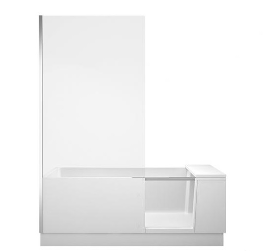 Ванна Duravit Shower + Bath 700403000000000 1700 х 1000 прозрачное стекло, со смонтированной дверцей, с ножками, угловая, белая