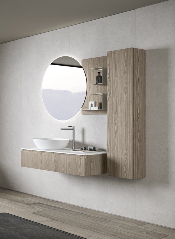 Шкаф-пенал для ванной комнаты BMT Galaxy 907 301 DQC 01 293  350х1458х250 мм, c 3 полками и дверью, цвет Fico