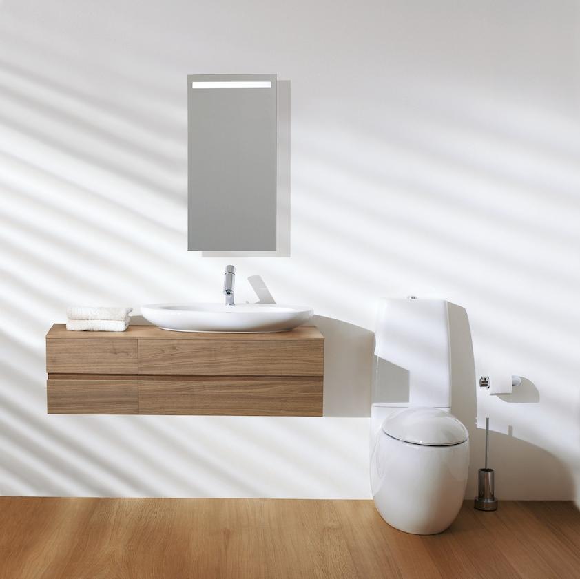 Тумба  под раковину  Laufen   Alessi One  4.2413.2.097.630.1  120 см, цвет орех, 4 ящика, вырез справа для раковины 8.1897.2