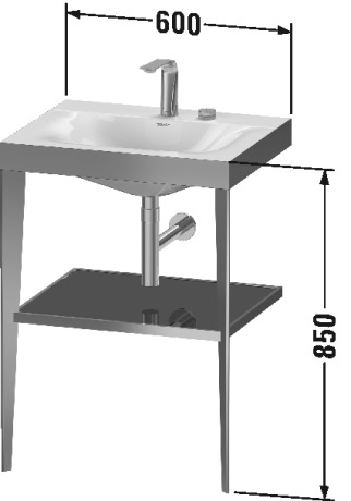 Напольная консоль DURAVIT XViu/C-bonded XV4714OB285 600 мм х 850 мм, с умывальником Viu, 1 отверстие под смеситель, с полкой, черный матовый/белый глянцевый лак