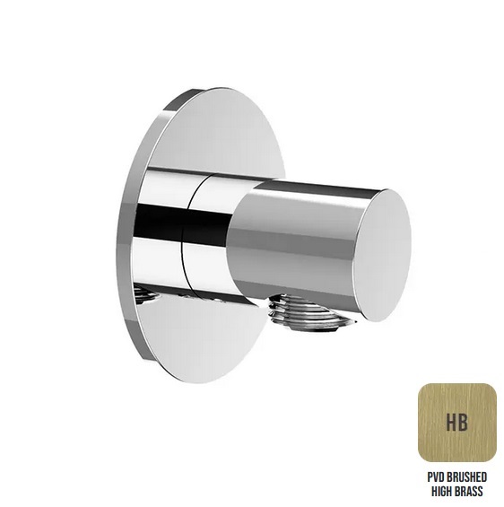 Вывод из стены для душевого шланга ALMAR SHOWER ACCESSORIES E095040.HB с круглым отражателем, цвет High Brass