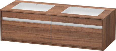 Тумба подвесная Duravit Ketho KT6898B7979 с двумя выдвижными ящиками, для двух раковин, орех натуральный (изделие снято с производства)